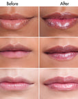 Labios antes y después de aplicar AORA México Solid Lip Gloss. Hidratación visible y brillo natural. /
Lips before and after applying AORA Mexico Solid Lip Gloss. Visible hydration and natural shine