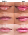 Labios antes y después de aplicar AORA México Solid Lip Gloss. Hidratación visible y brillo natural. /
Lips before and after applying AORA Mexico Solid Lip Gloss. Visible hydration and natural shine