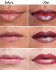 Labios antes y después de aplicar AORA México Solid Lip Gloss. Hidratación visible y brillo natural. /
Lips before and after applying AORA Mexico Solid Lip Gloss. Visible hydration and natural shine
