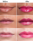 Labios antes y después de aplicar AORA México Solid Lip Gloss. Hidratación visible y brillo natural. /
Lips before and after applying AORA Mexico Solid Lip Gloss. Visible hydration and natural shine